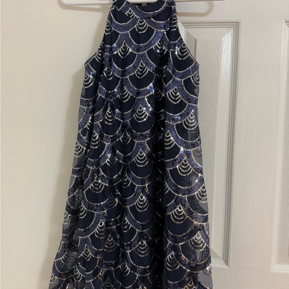 Elegant Navy Sequin Dress
